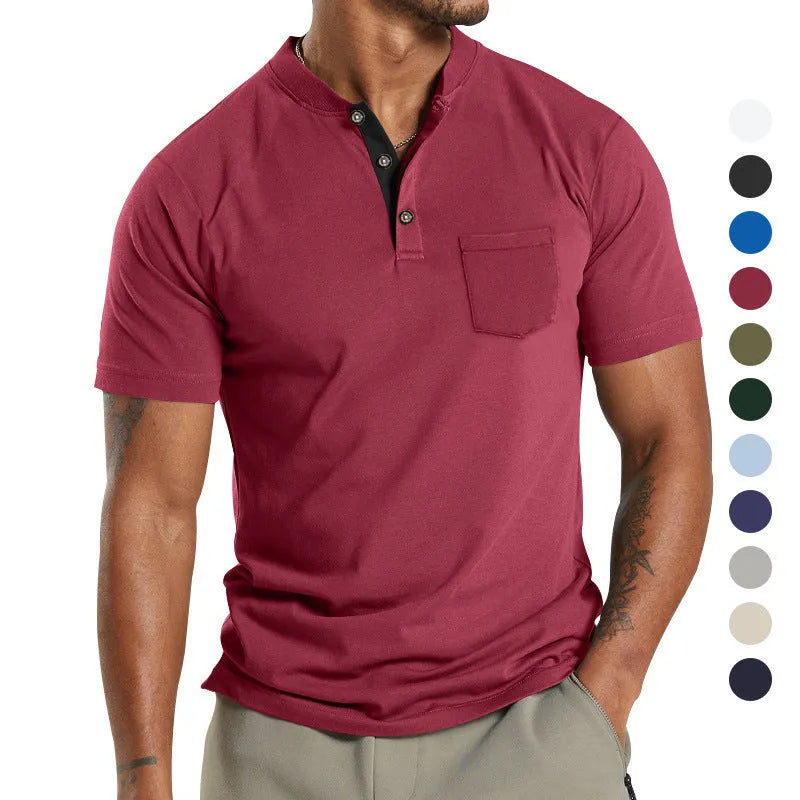 Plus size men's short sleeve button down shirt with chest pocket in multiple colour options