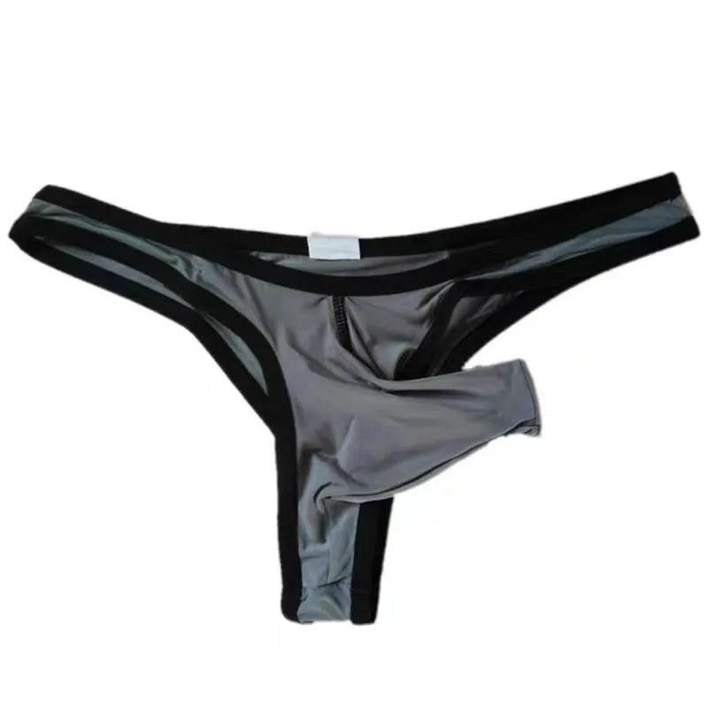 Men's ice silk elephant nose design briefs in multiple colours on a white background.