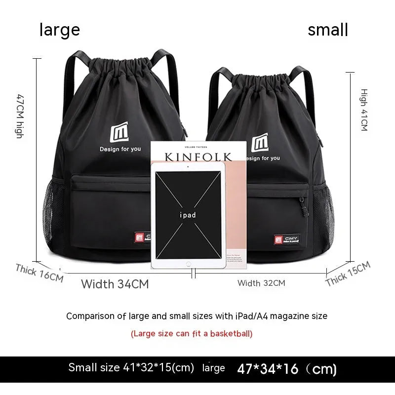 Waterproof Oxford travel backpack in multiple colours with drawstring closure and shoulder straps