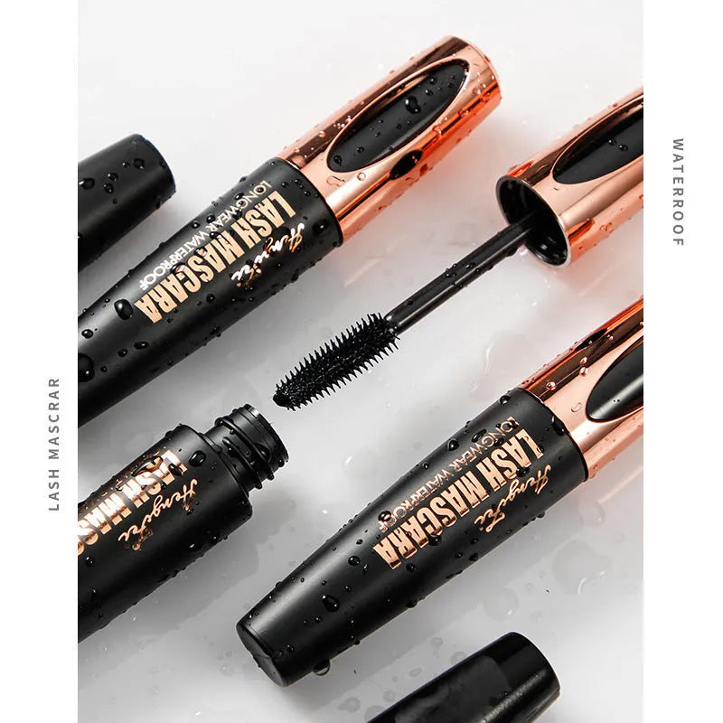 Black waterproof curling mascara with sweat-proof smudge-resistant formula in packaging