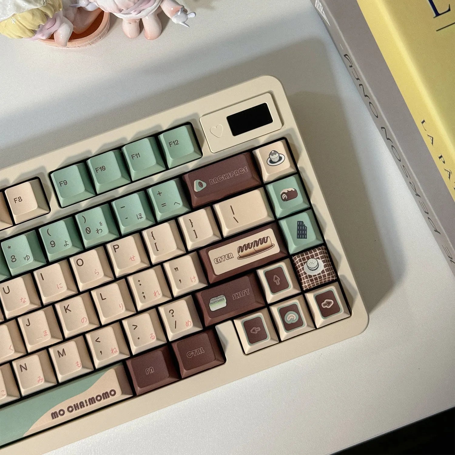 CAP Adaptive Cross Satellite Shaft mechanical keyboard keycaps in matcha green colour theme