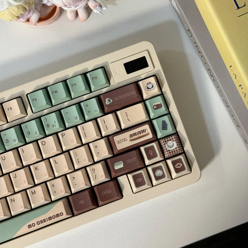 CAP Adaptive Cross Satellite Shaft mechanical keyboard keycaps in matcha green colour theme