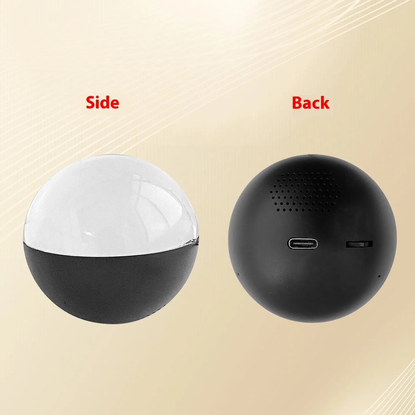 Electronic ball video player with 2.1-inch round screen showing video playback