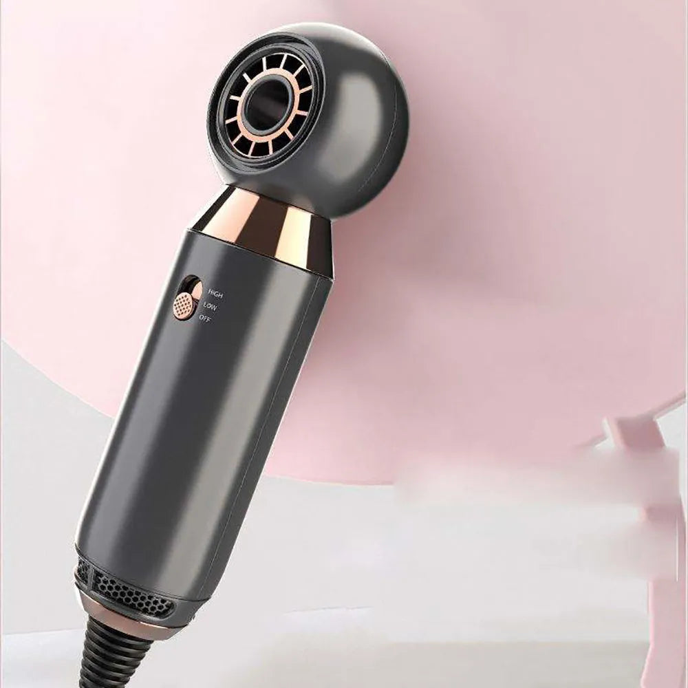 Leafless 800W hair dryer with diffuser attachment showing compact 20cm design and dual speed controls